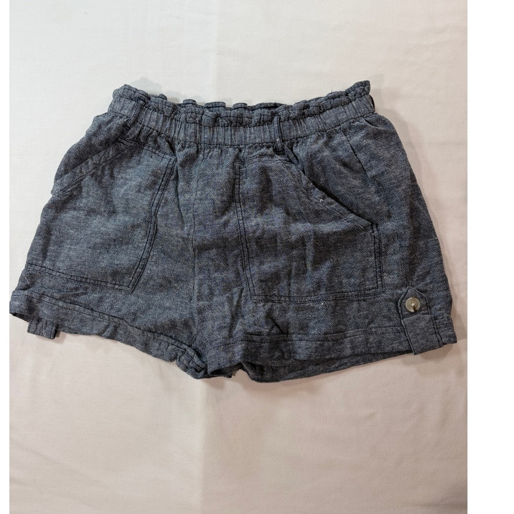 Time and Tru Shorts Womens M 8-10 Blue Elastic Paperbag Waist Chambray Casual